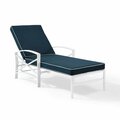 Kd Aparador Kaplan Chaise Lounge Chair in White with Navy Cushions - 81.1 x 28 x 38 in. KD2613677